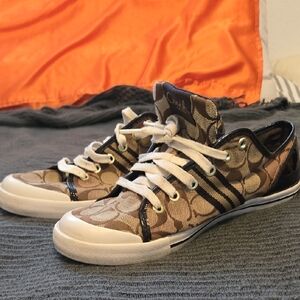 Coach Signature Brown and Black Canvas Sneakers